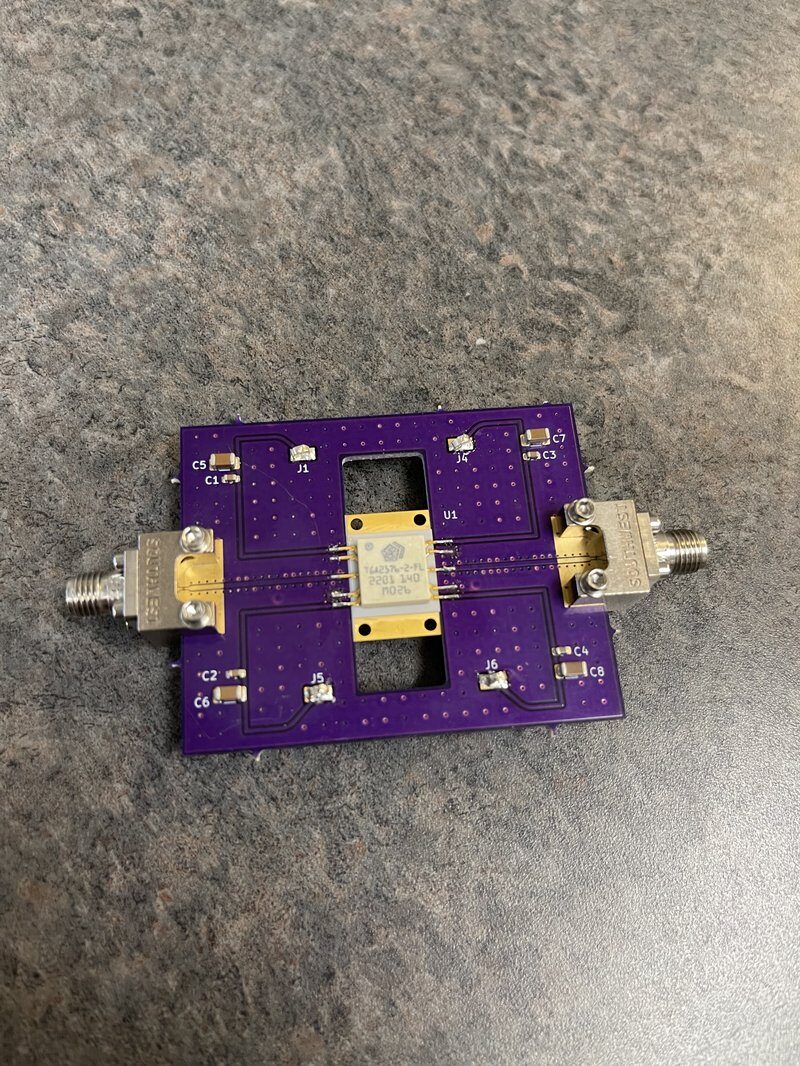 Assembled amplifier PCB in detail